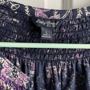 Lucky Brand Purple and Black Smocked Blouae